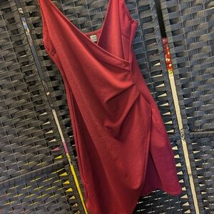 SHEIN Burgundy Asymmetrical Dress